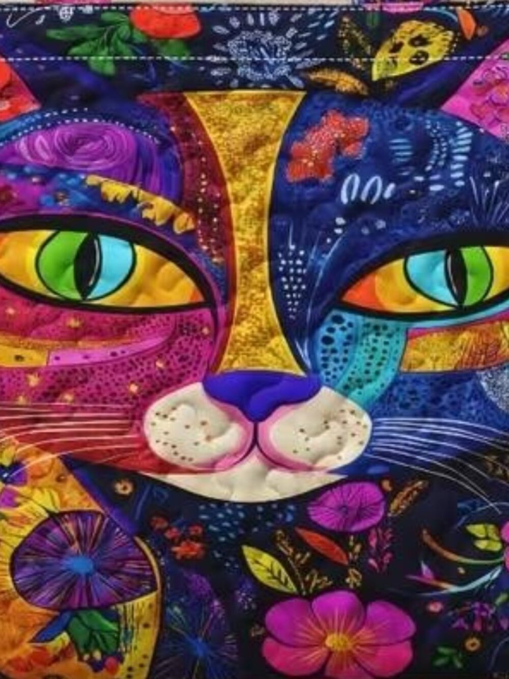 ABSTRACT CAT QUILTED TOTE - Picture 3 of 3